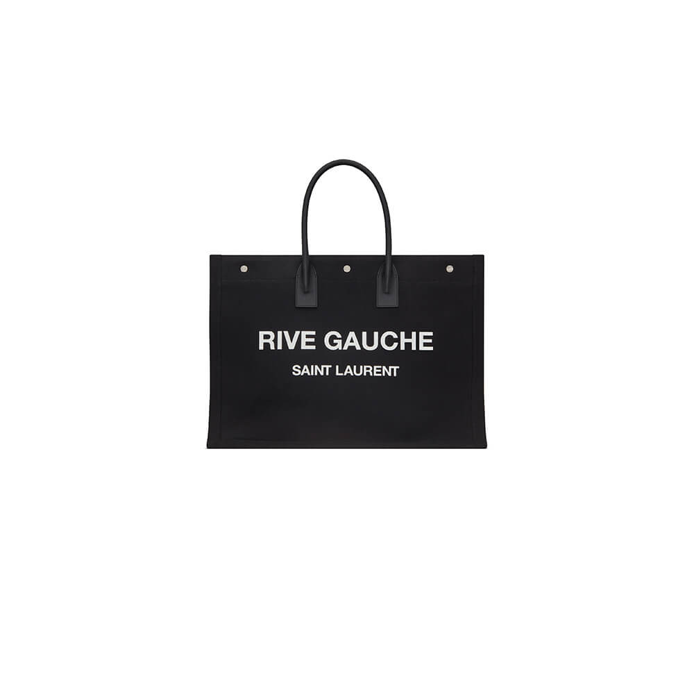RIVE GAUCHE TOTE BAG IN LINEN AND LEATHER