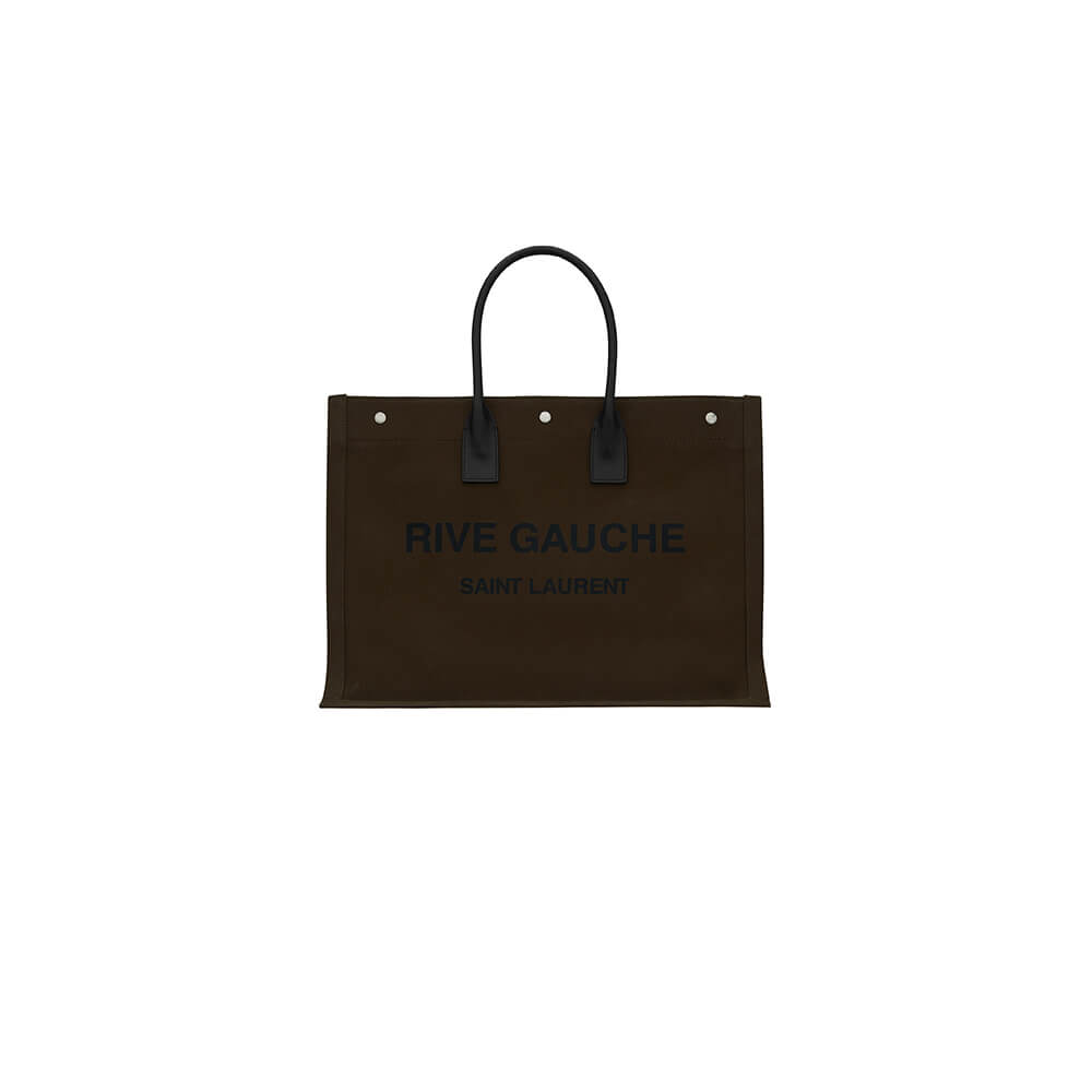 RIVE GAUCHE LARGE TOTE BAG IN PRINTED CANVAS AND LEATHER