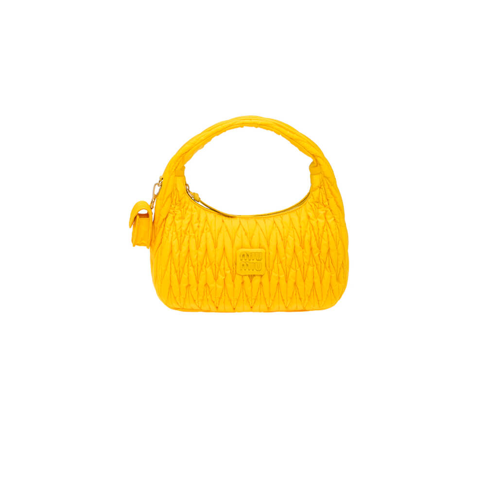 Miu Wander matelasse regenerated nylon hobo bag