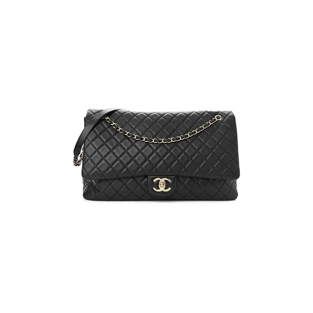 Ch*el travel flap bag black