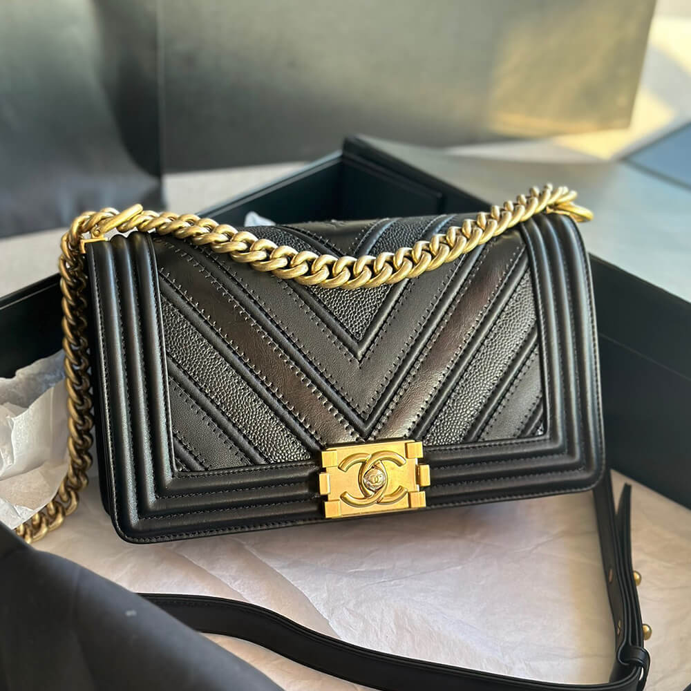 chevron boy Ch*el handbag