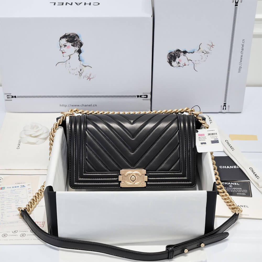 chevron boy Ch*el handbag
