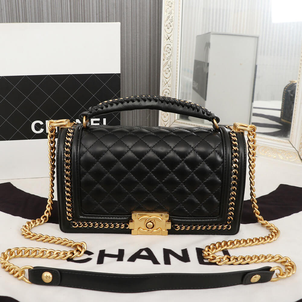 Ch*el top handle boy handbag