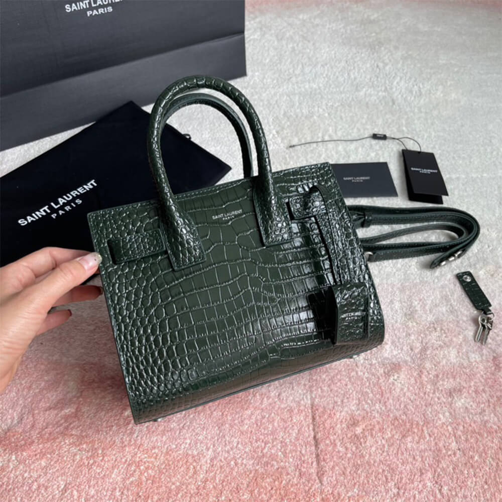 YSL SAC DE JOUR NANO IN EMBOSSED CROCODILE SHINY LEATHER