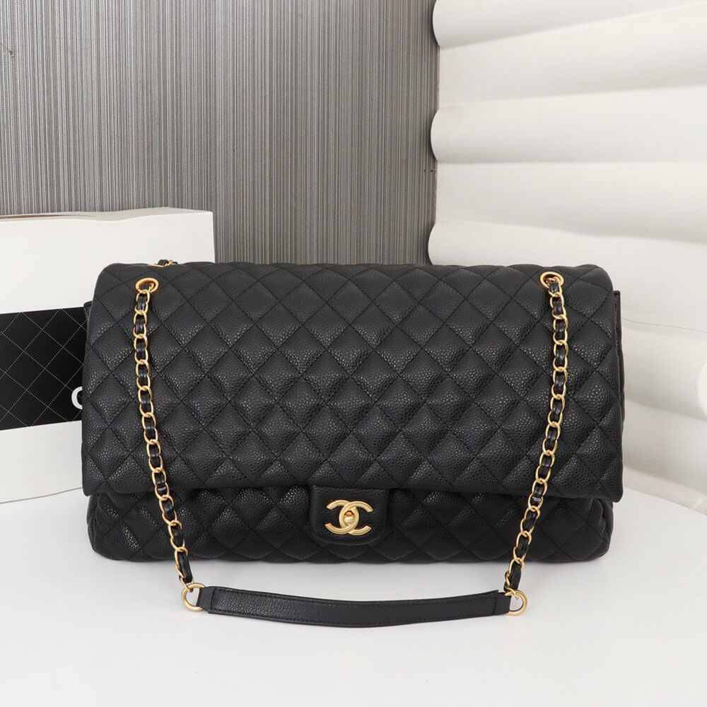 Ch*el travel flap bag black