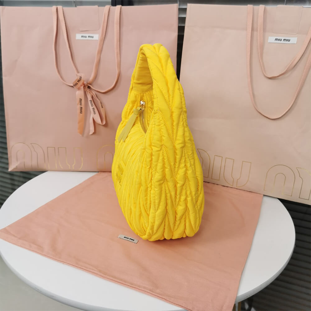 Miu Wander matelasse regenerated nylon hobo bag