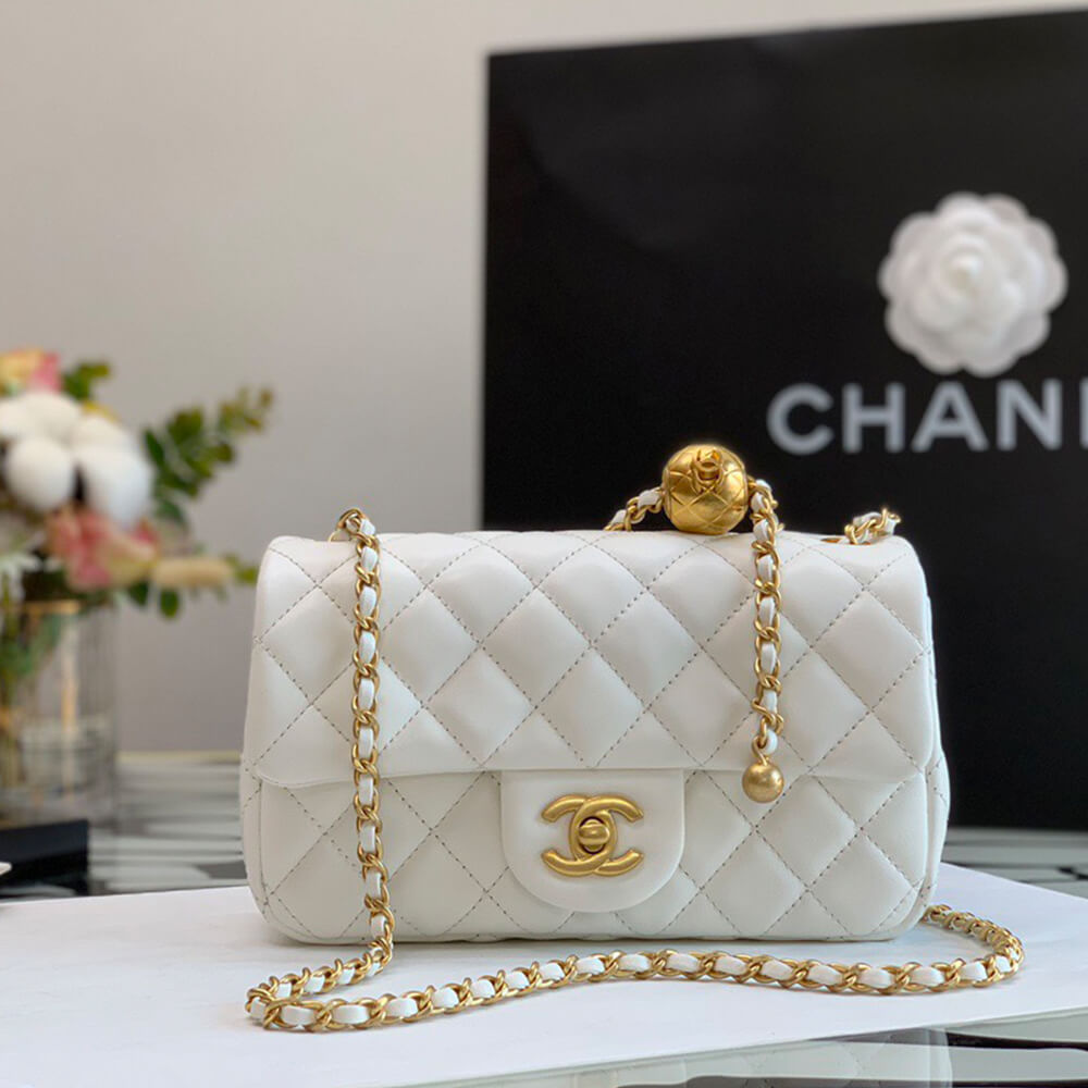 Ch*el pearl crush mini rectangular flap bag