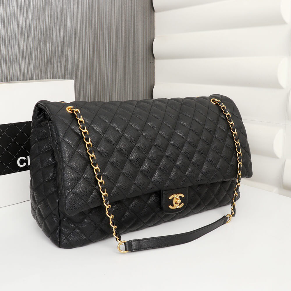 Ch*el travel flap bag black