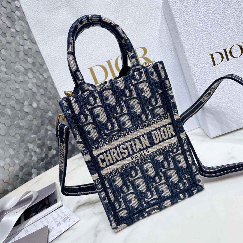 mini D*or book tote phone bag