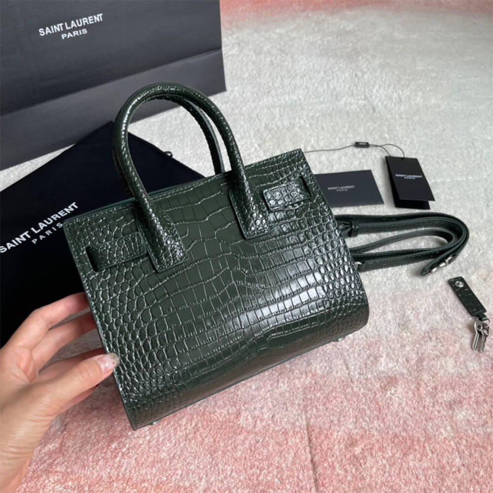 YSL SAC DE JOUR NANO IN EMBOSSED CROCODILE SHINY LEATHER