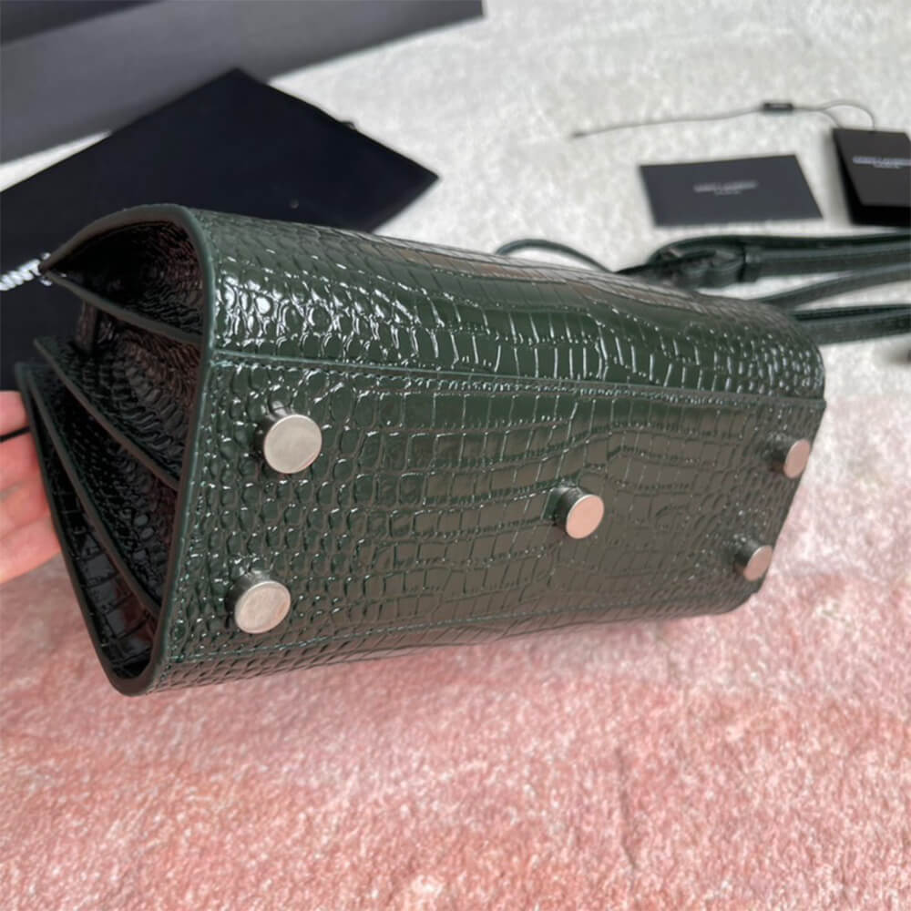 YSL SAC DE JOUR NANO IN EMBOSSED CROCODILE SHINY LEATHER