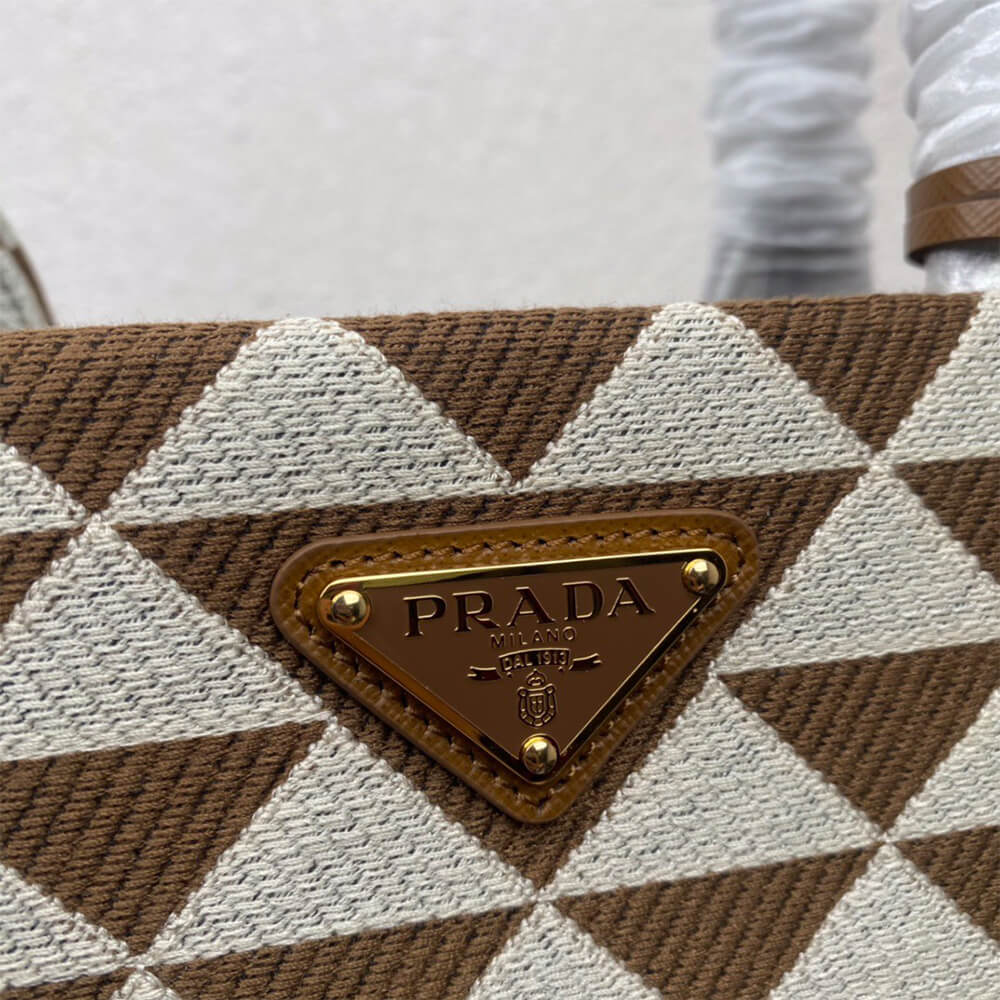 large Pra*a symbole jacquard fabric handbag