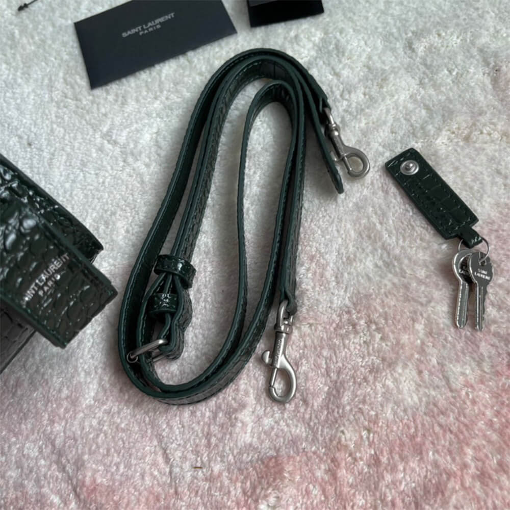 YSL SAC DE JOUR NANO IN EMBOSSED CROCODILE SHINY LEATHER