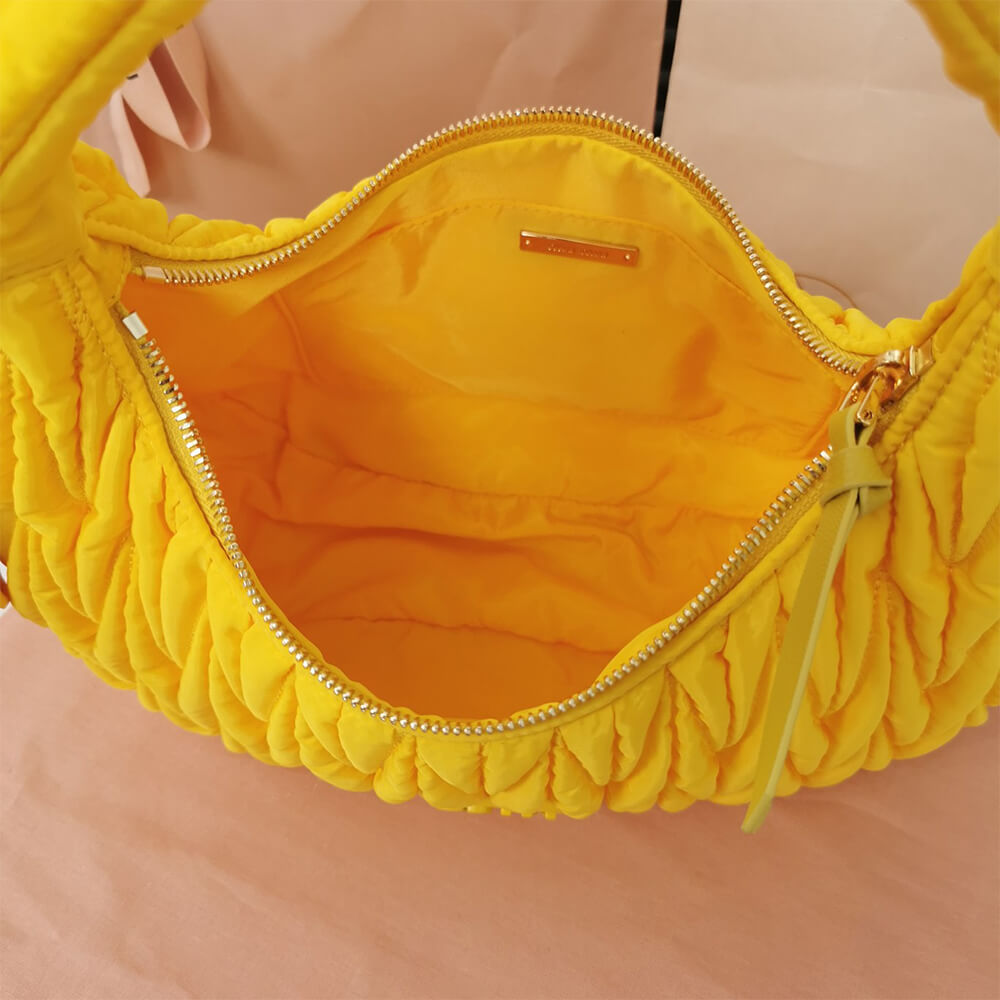 Miu Wander matelasse regenerated nylon hobo bag