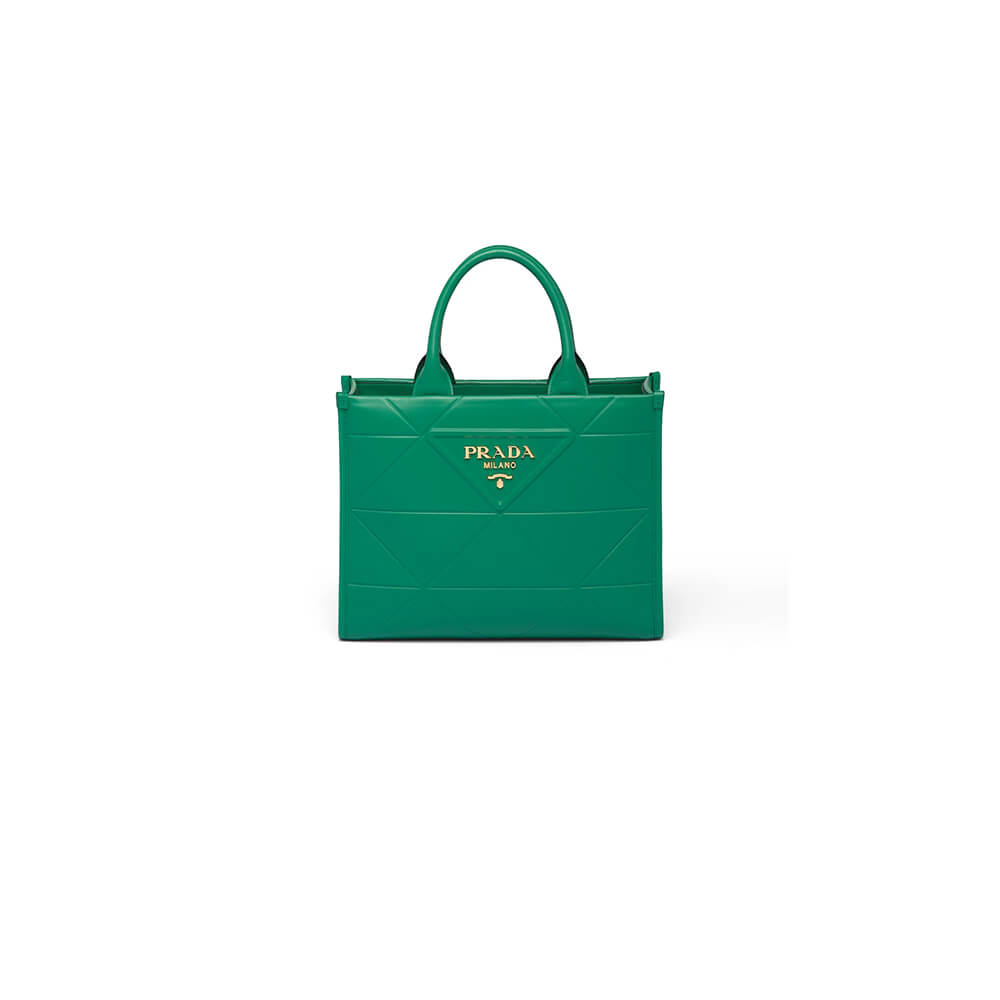 small leather Pra*a symbole bag with topstitching