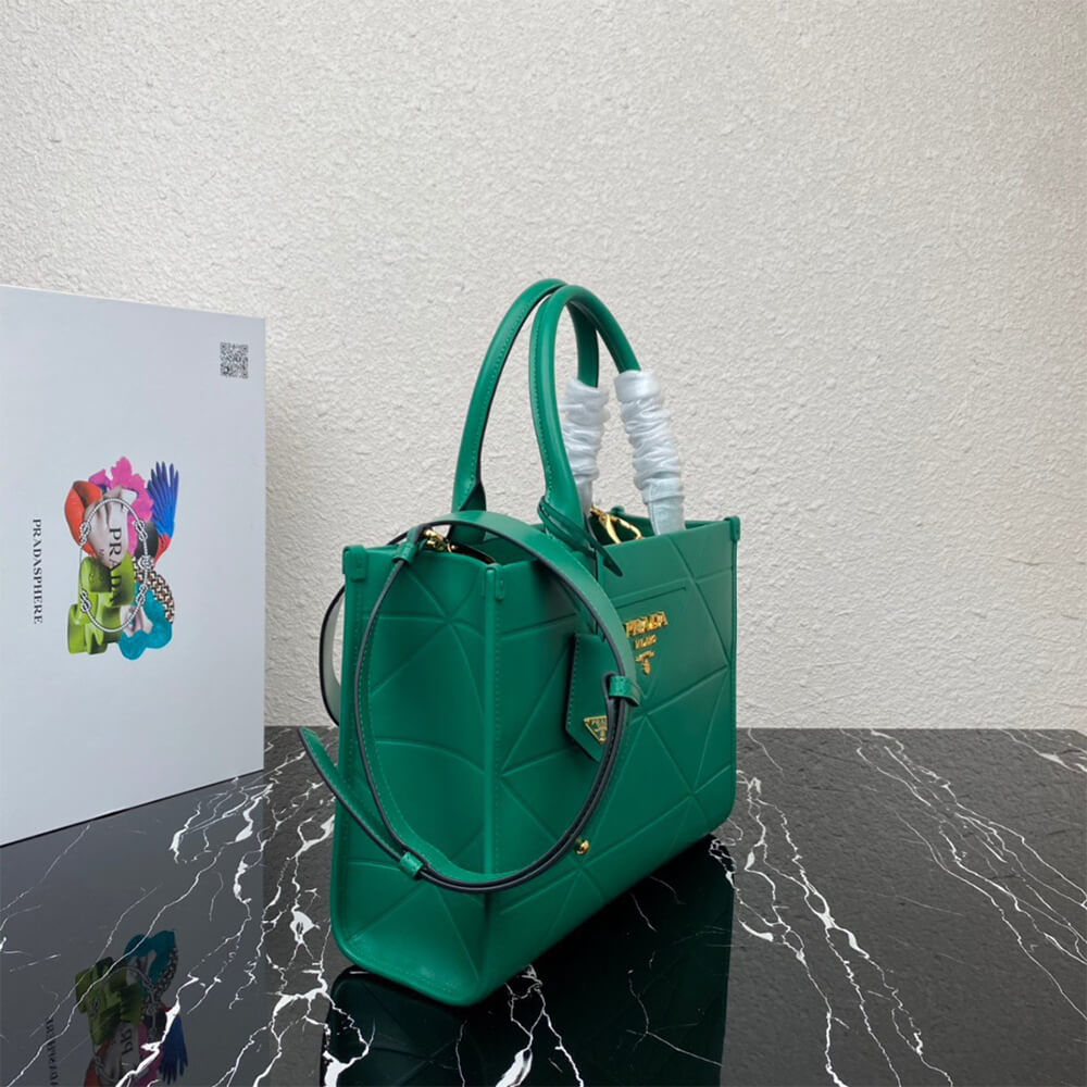 small leather Pra*a symbole bag with topstitching