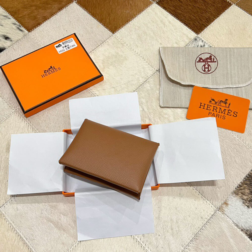 H**mes calvi duo compact card holder