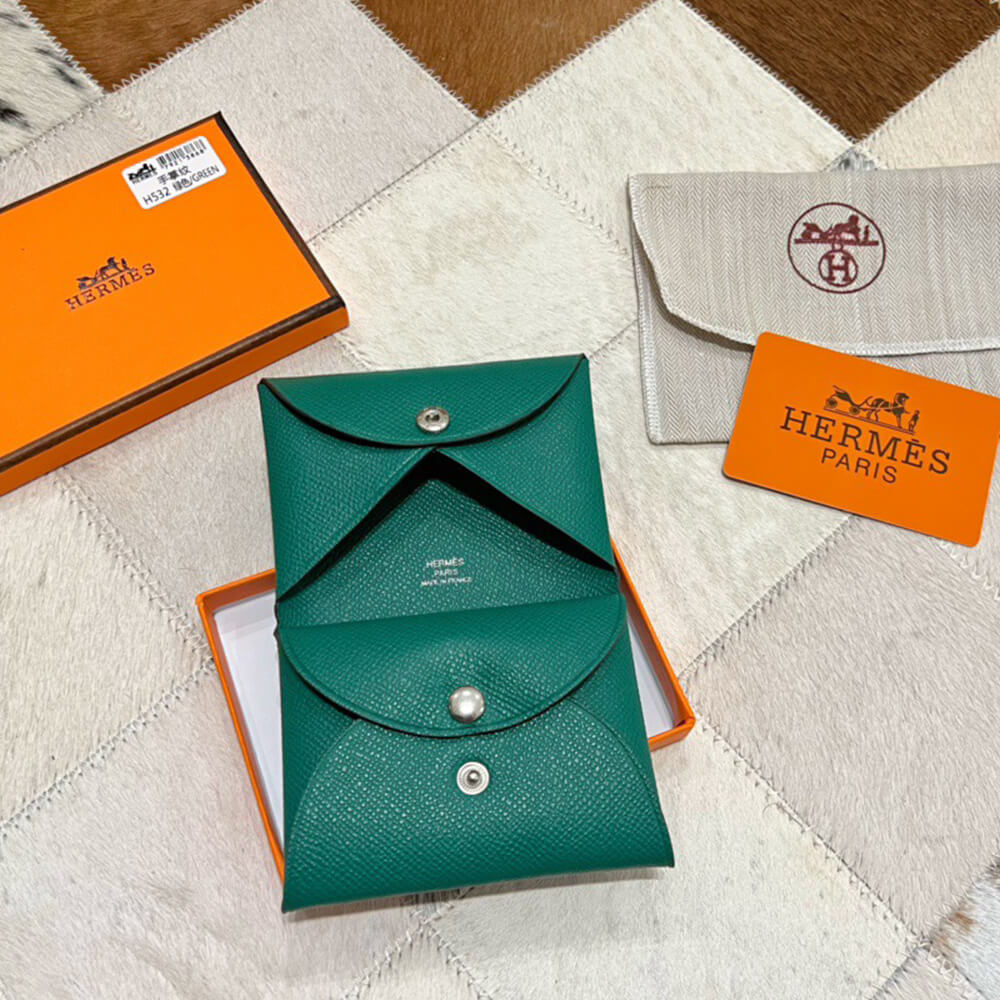 H**mes calvi duo compact card holder