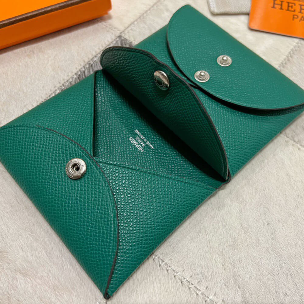 H**mes calvi duo compact card holder