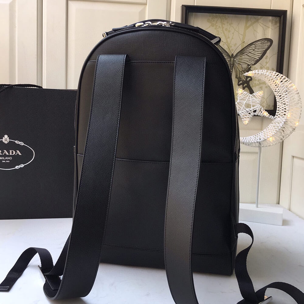 Pra*a men saffiano leather backpack