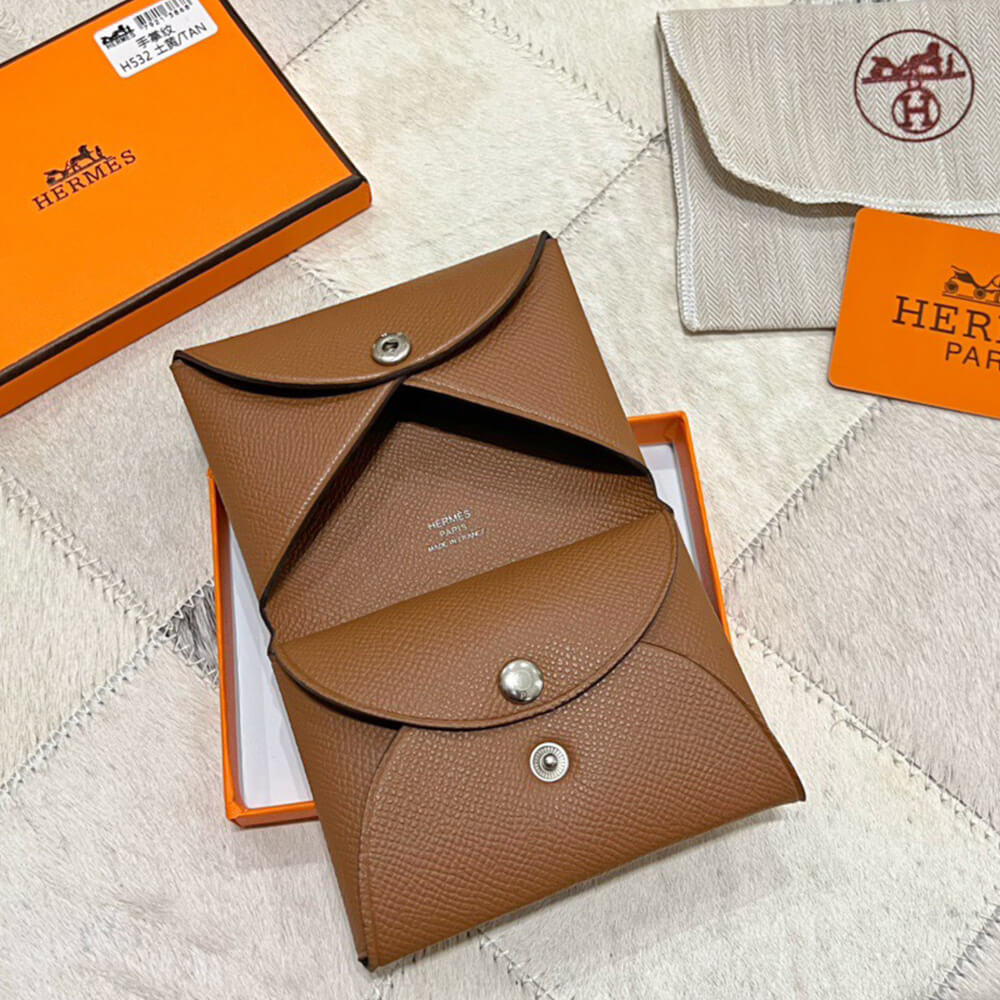 H**mes calvi duo compact card holder