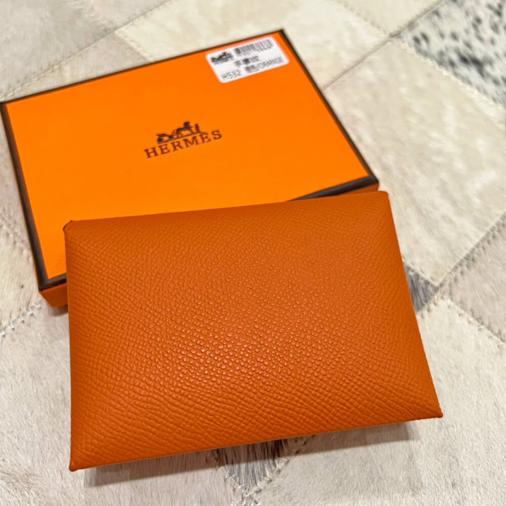 H**mes calvi duo compact card holder