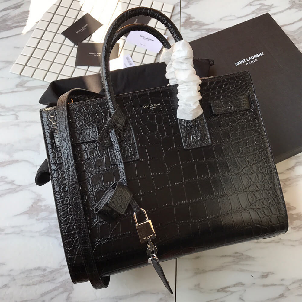 SMALL SAC DE JOUR IN MATTE EMBOSSED CROCODILE LEATHER
