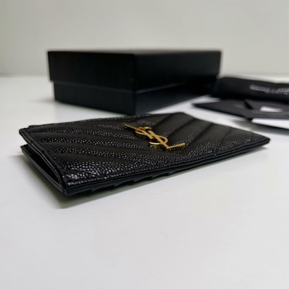 YSL CASSANDRE MATELASSÉ FRAGMENTS ZIPPED CARD CASE(HIGH-END GRADE)