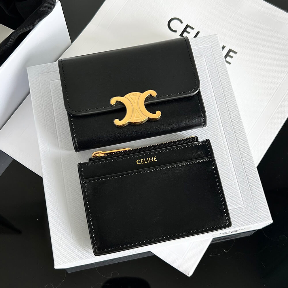 Ce**e compact wallet with coin triomphe in shiny calfskin(high-end grade)
