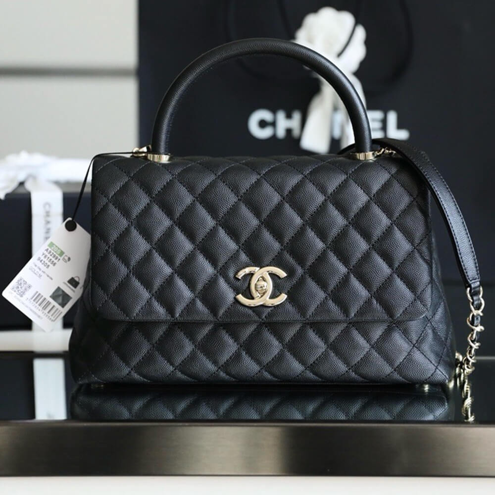 Ch*el large flap bag with top handle(high-end grade)