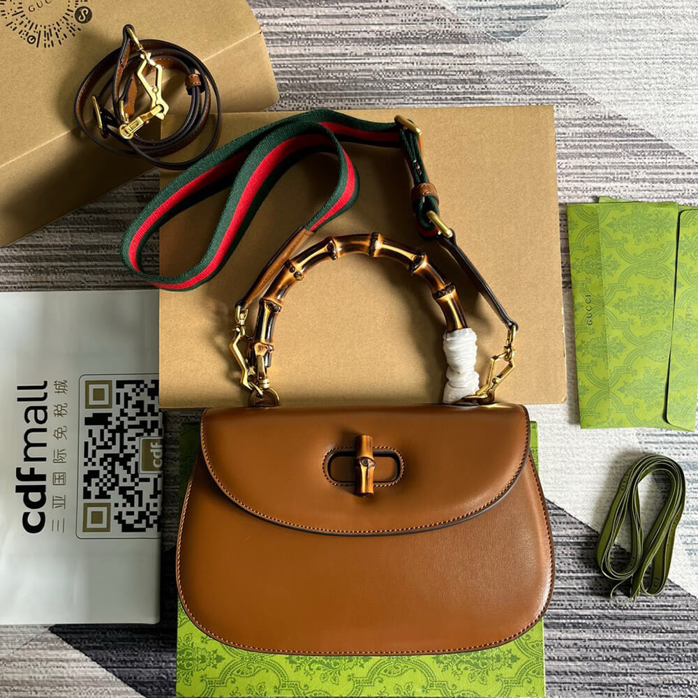 G*u*i bamboo 1947 medium top handle bag