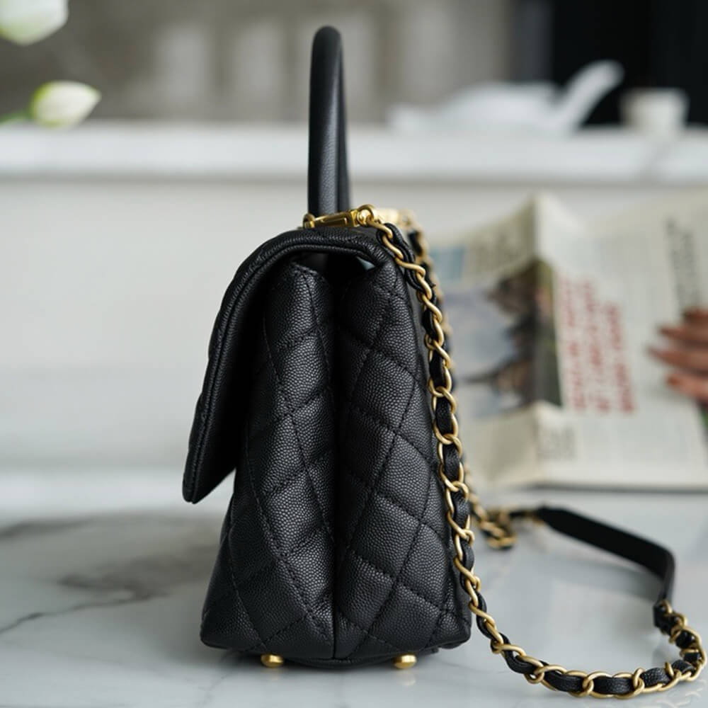 Ch*el large flap bag with top handle(high-end grade)