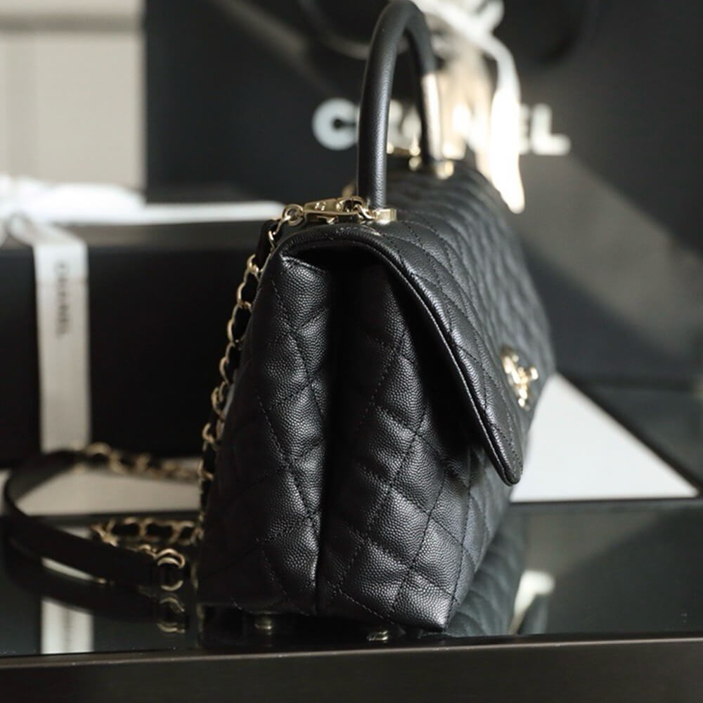 Ch*el large flap bag with top handle(high-end grade)