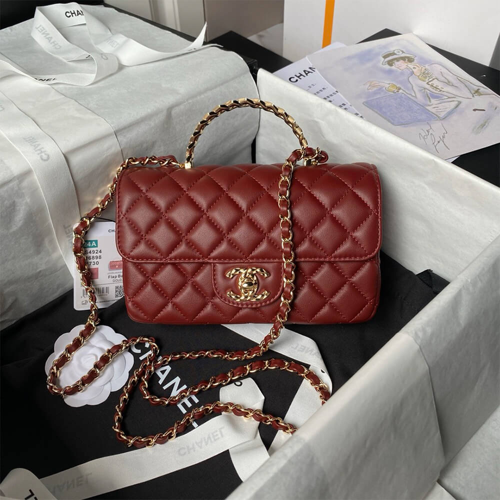 Ch*el mini flap bag with top handle