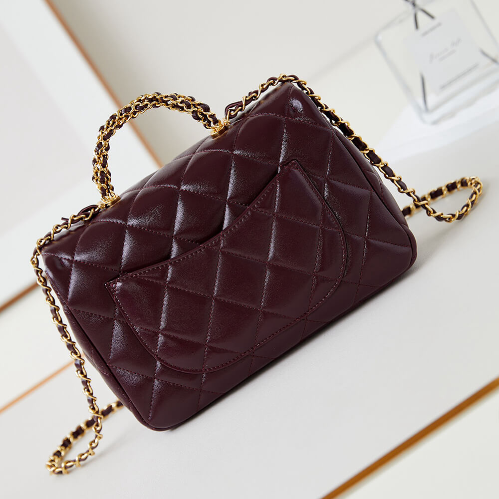 Ch*el flap bag with top handle