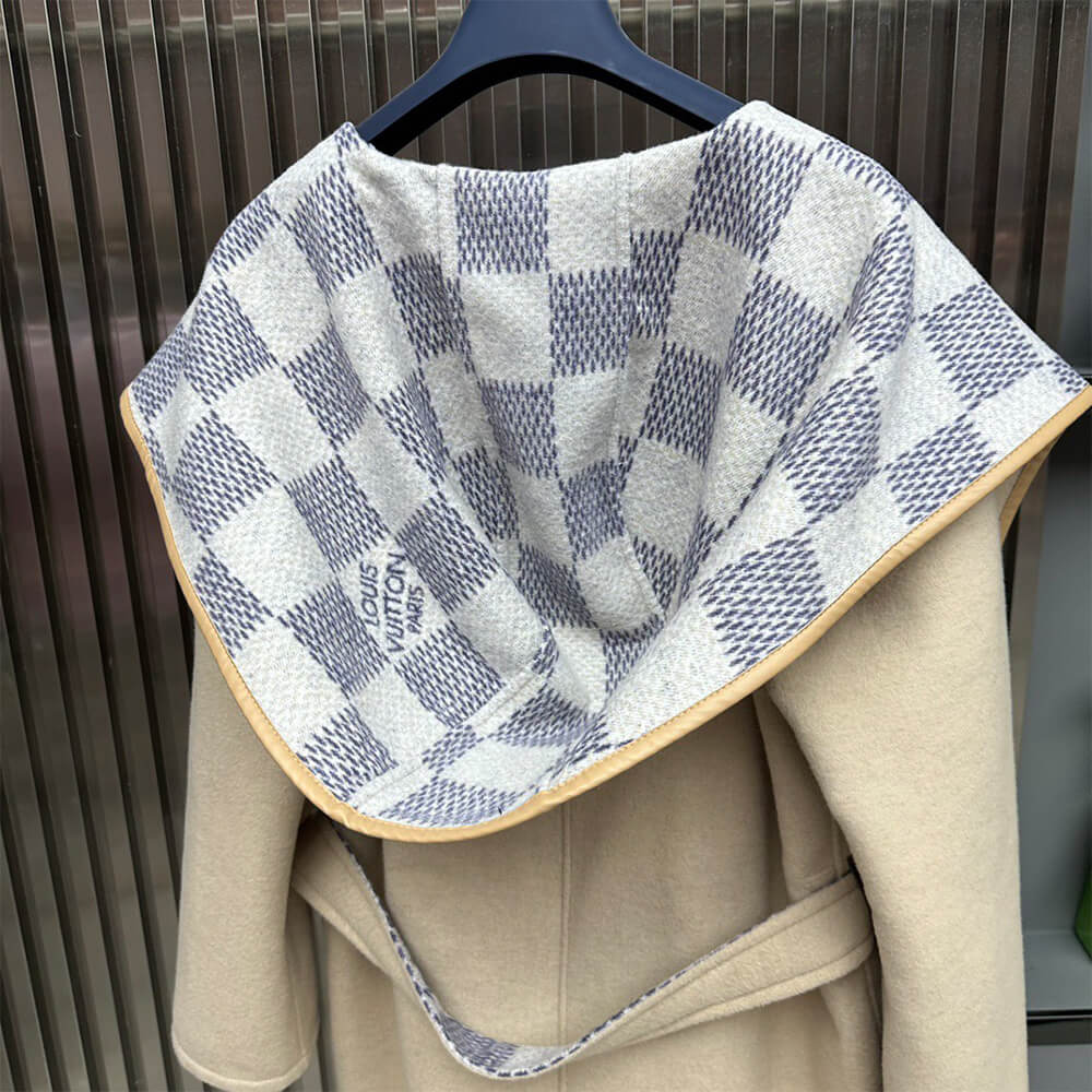 LV Reversible Damier Azur Hooded Wrap Coat(HIGH-END GRADE)