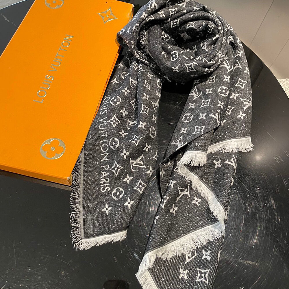 LV Monogram Jacquard Denim Shawl