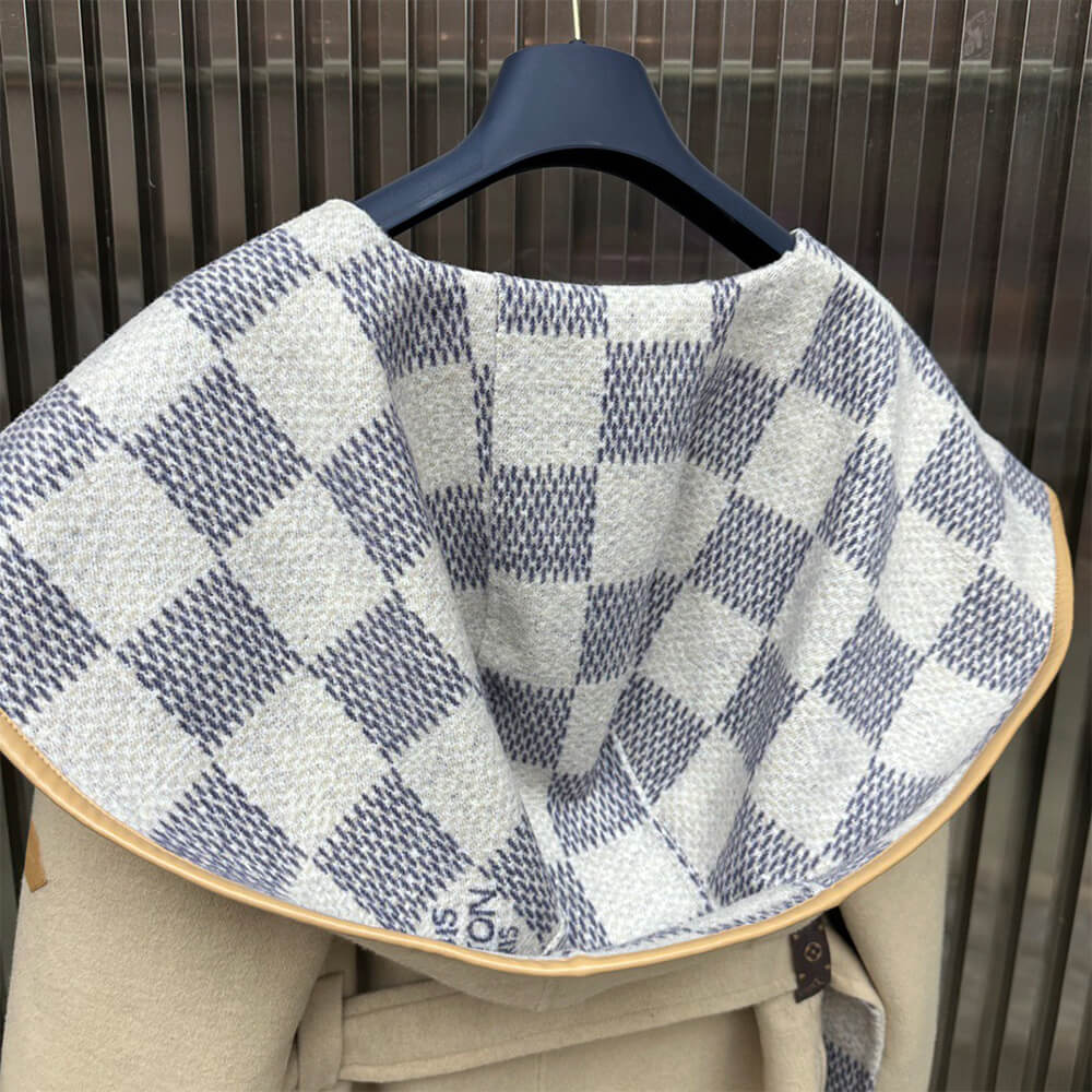 LV Reversible Damier Azur Hooded Wrap Coat(HIGH-END GRADE)