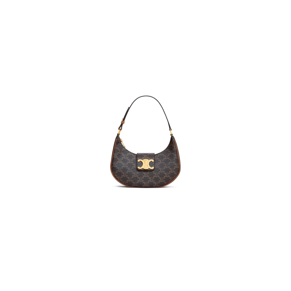 Ce**e medium ava triomphe bag in triomphe canvas and calfskin
