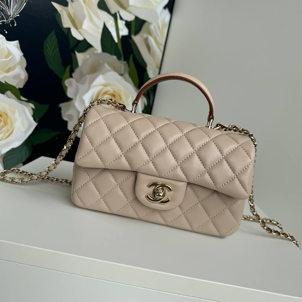 Ch*el mini classic handbag with top handle