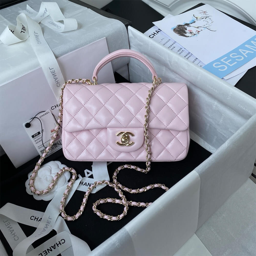 Ch*el mini classic handbag with top handle