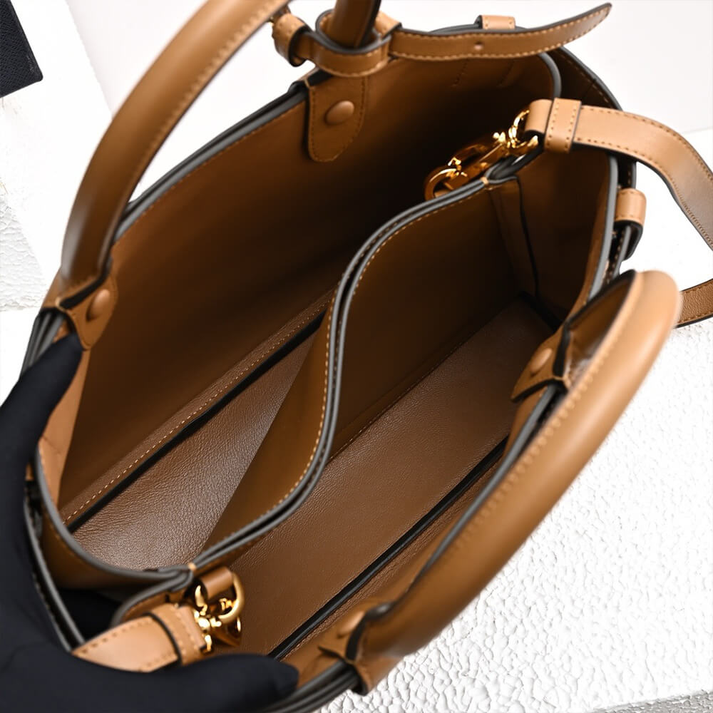 Pra*a buckle small leather handbag with belt(high-end grade)