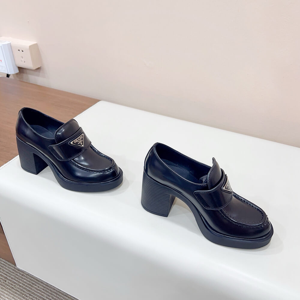 Pra*a chocolate brushed leather loafers(high-end grade)
