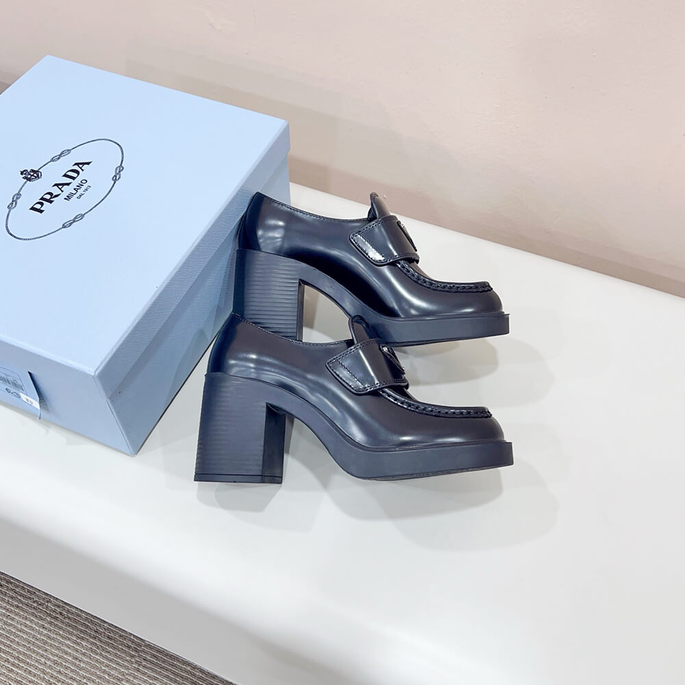 Pra*a chocolate brushed leather loafers(high-end grade)