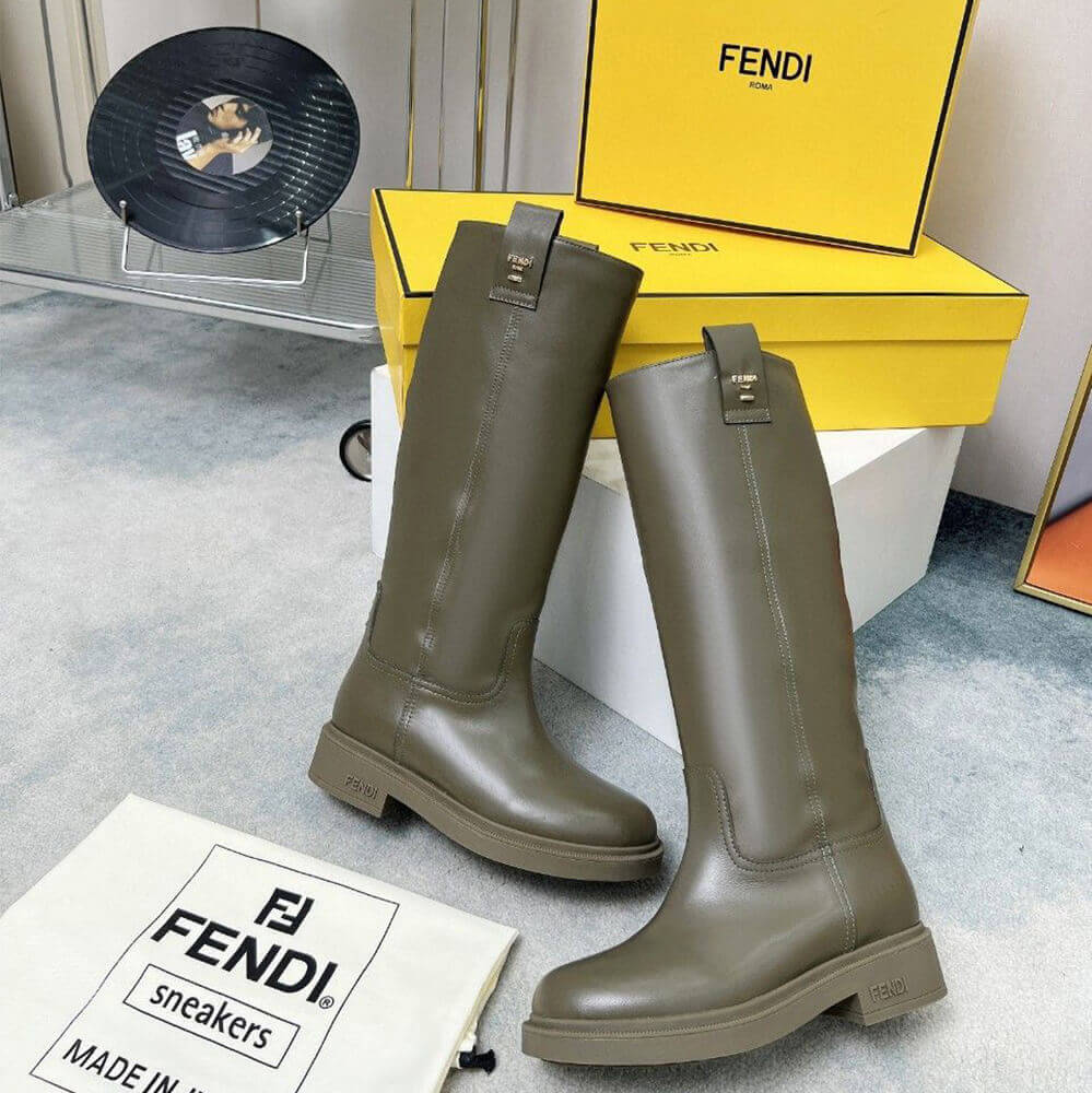 F**di filo green leather boots