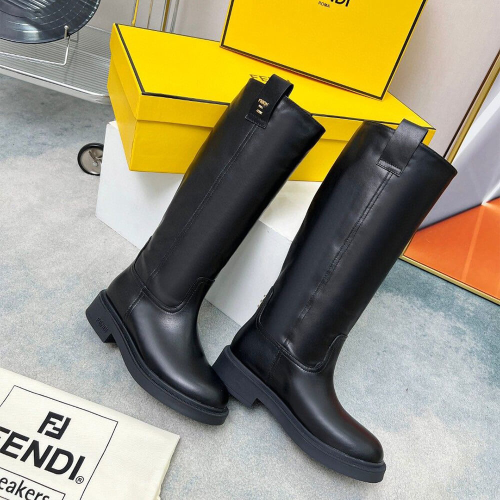 F**di filo black leather boots