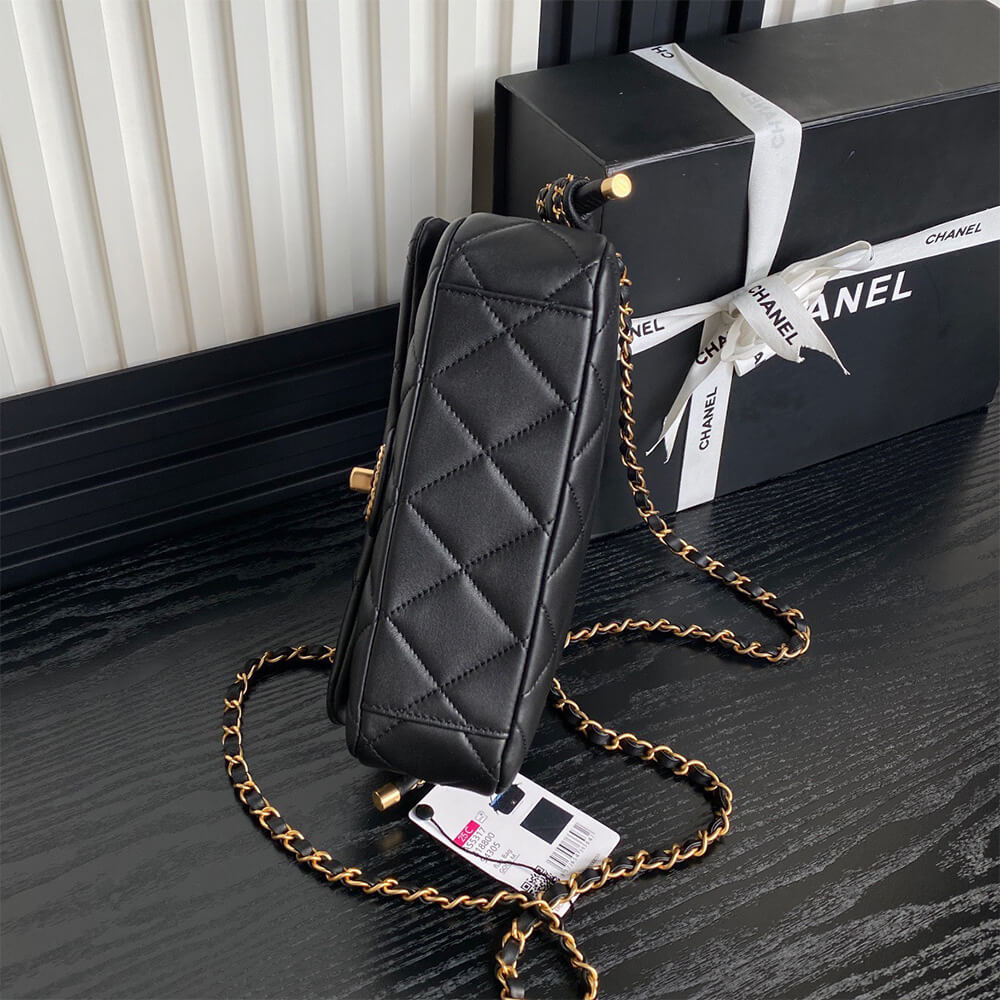 Ch*el flap bag with top handle(high-end grade)