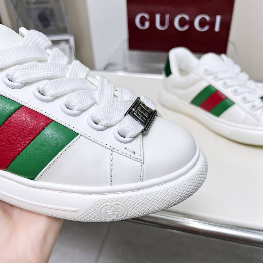 G*u*i ace web stripe leather sneakers