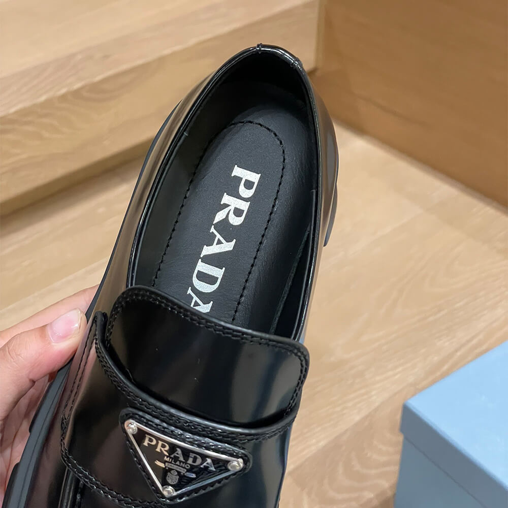 Pra*a brushed leather monolith loafers